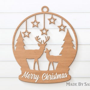 Christmas Snowglobe Svg, Reindeer Svg, Snowglobe Svg, Christmas Ornaments Svg, Christmas laser file, Christmas Glowforge, Ornaments svg