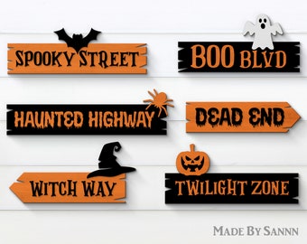 Halloween Street Signs Svg, Halloween Sign Svg, Halloween Decor Svg, Wood Street Signs, Road Sign, Halloween Glowforge Svg, Spooky Street