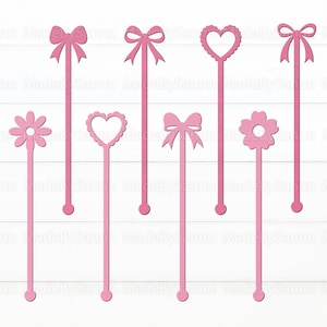 Coquette Bow Stir Swizzle Sticks SVG, Bow Drink Stir Sticks Svg, Drink Stirrers Cut Files, Stir Swizzle Sticks Glowforge, Coquette Svg