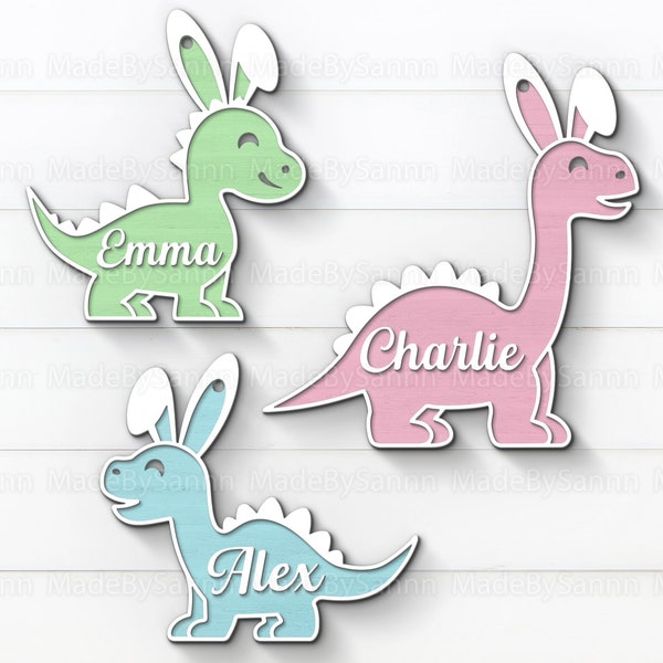 Dinosaur Easter Basket Tags Svg, Easter Name Tags, Easter Basket Tags Bundle svg, Dinosaur Bunny Ears Tags svg, Easter Hanger svg, Bunny Svg