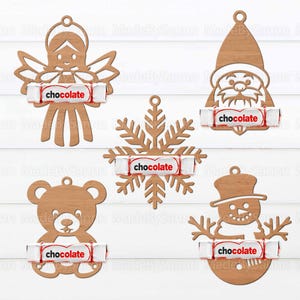 Christmas Chocolate Holders SVG, Cute Christmas Candy Holder SVG, Christmas Ornaments Svg, Cricut, Silhouette, Glowforge Svg, Laser Cut File
