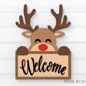 Reindeer Door Hanger Svg, Welcome Sign Svg, Christmas Ornaments Svg, Reindeer Svg, Glowforge SVG, Laser Cut, Christmas Decor, Christmas Svg