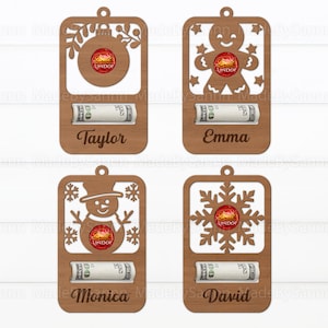 Titular de chocolate de Navidad SVG, Titular de dinero de Navidad SVG, Glowforge Svg, Archivo cortado por láser, Titular de caramelos Svg, Adornos de Navidad Svg
