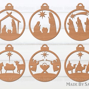 Pacote SVG de enfeites de Natal, sinais de Natal SVG, enfeites Svg, enfeites de Natal SVG, decoração de Natal, arquivo cortado a laser, arquivos Glowforge