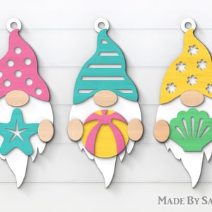 Three Summer Gnomes Svg, Beach Gnome Svg, Gnome Clipart, Gloworge Svg, Files For Cricut, Laser Cut Files, Summer Gnomes Svg, eps, dxf, ai