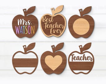 Teacher Apple Ornament Svg, Glowforge Svg, Back To School Ornament Svg, Files For Cricut, School Glowforge, Teacher Appreciation, Apple Sign