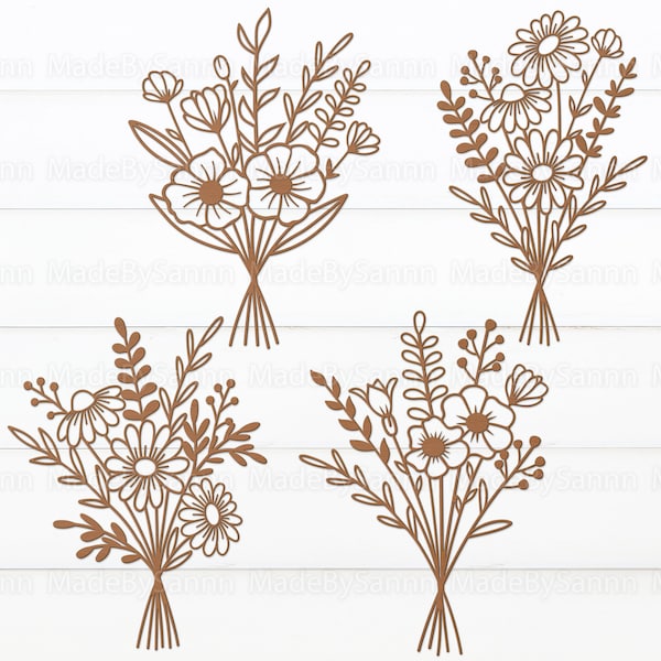 Wildflowers Bouquet Svg, Wild flowers Svg, Mothers Day Gift Svg, Wood Flowers Svg, Hand drawn Wildflowers Svg, Glowforge Svg, Laser Cut File