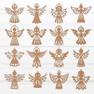 Süße Engel Ornamente SVG Bundle, Engel SVG, Weihnachtsornamente SVG, Laser Cut Dateien, Christmas Glowforge, Weihnachtsdekoration SVG, Engelsflügel