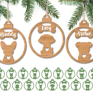 Hond Kerst Ornament SVG, Hond Ornament Bundel Svg, Kerstboom Ornamenten SVG, Laser Cut Bestand, Hond Poot Svg, Glowforge bestanden, Hond Poot SVG