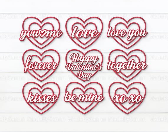Hearts Svg, Hearts For Easel Stands, Valentines Decor, Valentines Quotes Svg, Valentines Laser cut, Love Svg, Hanging Hearts, Glowforge Svg