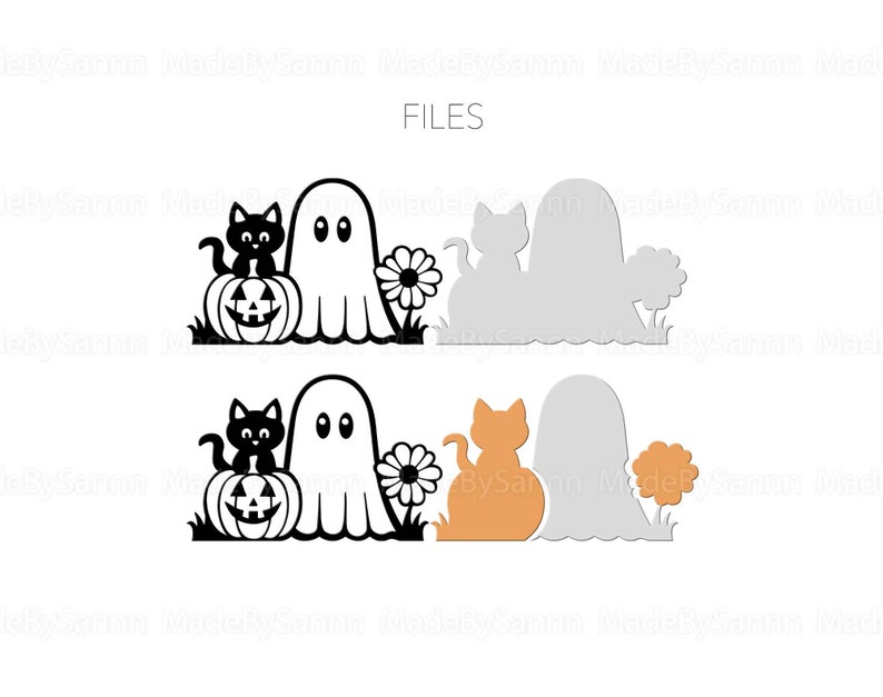 Ghost With Pumpkin SVG, Ghost Decor Svg, Ghost With Black Cat Svg ...
