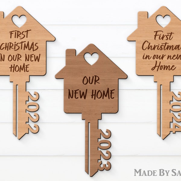 First Christmas in Our New Home SVG, Key Ornament SVG, Our First Christmas SVG, File For Cricut, Glowforge Svg, Christmas Ornament, dxf, eps
