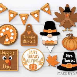 Thanksgiving Tiered Tray Svg, Thanksgiving Gnome, Turkey Svg, Autumn Glowforge Svg, Fall Laser Cut File, Pumpkin Svg, Tiered Tray decor