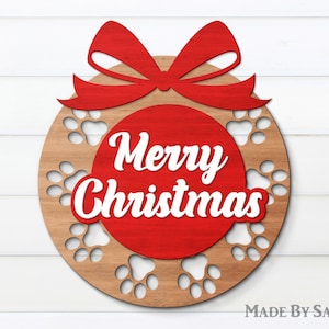 Merry Christmas Door Hanger SVG, Pet Christmas Svg, Dog Svg, Christmas Welcome Sign Svg, Christmas Door Round, Welcome Sign, Glowforge Svg