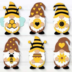 Bumble Bee Gnome Bundel Svg, Honing SVG, Bee Kabouters SVG, Gloworge SVG, Gnome Bee Keeper Svg, Bestanden voor Cricut, Gnome Laser Cut, Lente Decor
