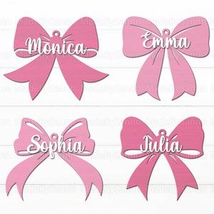 Schleifenanhänger SVG, Süßes Schleifenanhänger-Bundle SVG, Glowforge SVG, Coquette SVG, Schleifen-Laser-Vorlage, Schleifen-Design-Schnittdatei, Geschenkanhänger SVG