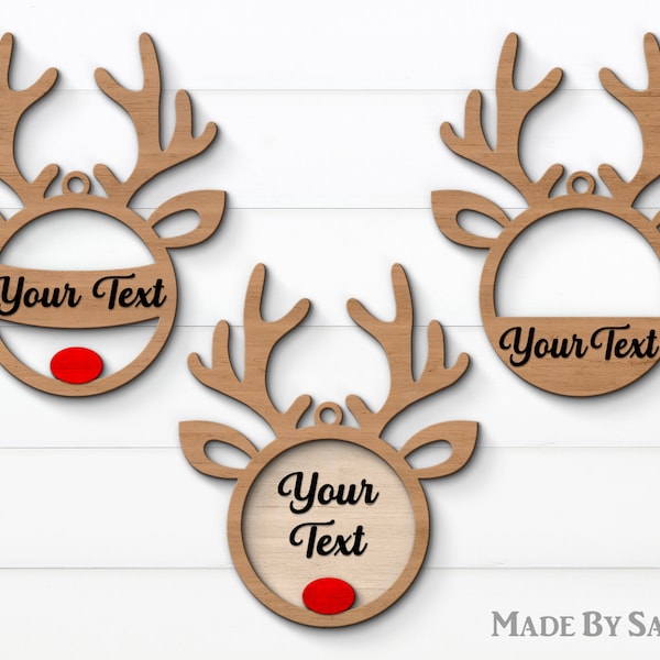 Reindeer SVG, Christmas Ornaments Svg, Reindeer Bauble Svg, Glowforge SVG, Laser Cut, File For Cricut, Christmas Decor, eps, dxf, ai, svg