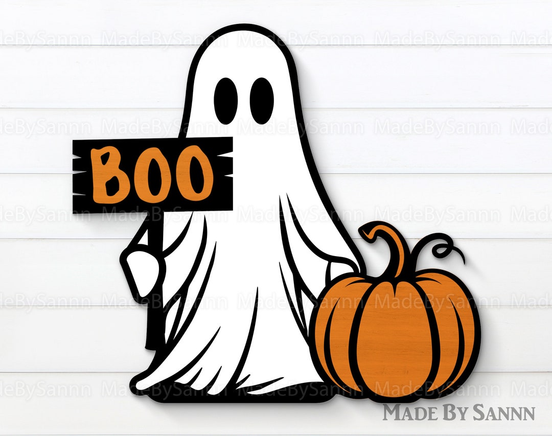 Cute Ghost With Pumpkin SVG, Ghost Decor Svg, Halloween Svg, Halloween
