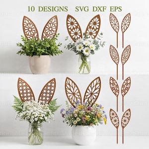 Bunny Ears SVG Bundle, Easter Centerpiece Decor, Wooden Bunnies on stick, Spring Decor, Glowforge Svg, Laser Cut File, Files For Cricut