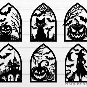 Halloween Spooky House SVG, Halloween Door Hanger Svg, Halloween Decor, Wooden Door Hanger Dvg, Haunted House, Black Cat Svg, Pumpkin Svg image 2