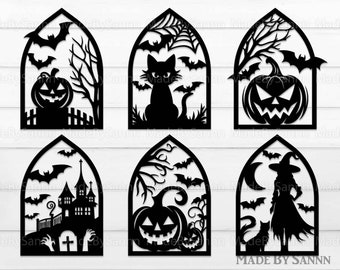Halloween Spooky House SVG, Halloween Door Hanger Svg, Halloween Decor, Wooden Door Hanger Dvg, Haunted House, Black Cat Svg, Pumpkin Svg