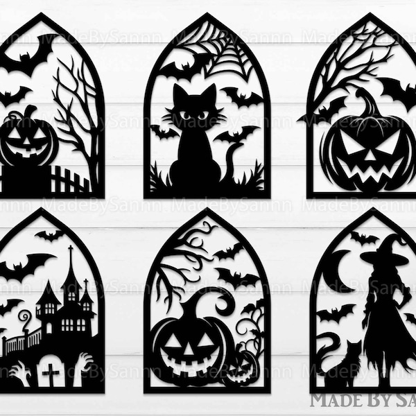 Halloween Gruseliges Haus SVG, Halloween Türhänger SVG, Halloween Dekor, Holz Türhänger Dvg, Spukhaus, Schwarze Katze SVG, Kürbis SVG
