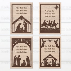 Tarjeta de escena de Natividad de Navidad SVG, Navidad Glowforge SVG, Natividad en capas Svg, Tarjeta de Natividad SVG, Decoración de Navidad, Archivo cortado por láser