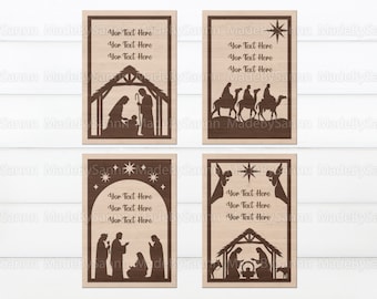 Christmas Nativity Scene Card SVG, Christmas Glowforge SVG, Layered Nativity Svg, Nativity Card SVG, Christmas Decor, Laser Cut File