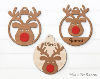 Reindeer Ornament SVG, Bauble Svg, Christmas Ornaments Svg, Reindeer Bauble Svg, Glowforge SVG, Laser Cut, File For Cricut, Christmas Decor