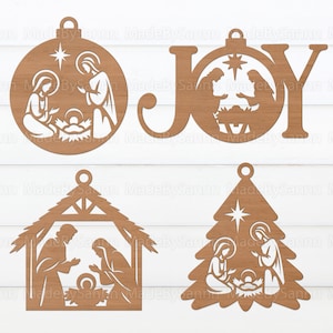 Christmas Nativity Scene Ornaments SVG, Christmas Glowforge SVG, Layered Nativity Svg, Christmas Ornaments, Christmas Decor, Laser Cut File