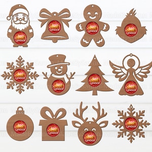 Porta cioccolato natalizio SVG, sagoma Cricut titolare, Glowforge Svg, file tagliato al laser, albero di Natale, Babbo Natale, porta pan di zenzero Svg, dxf