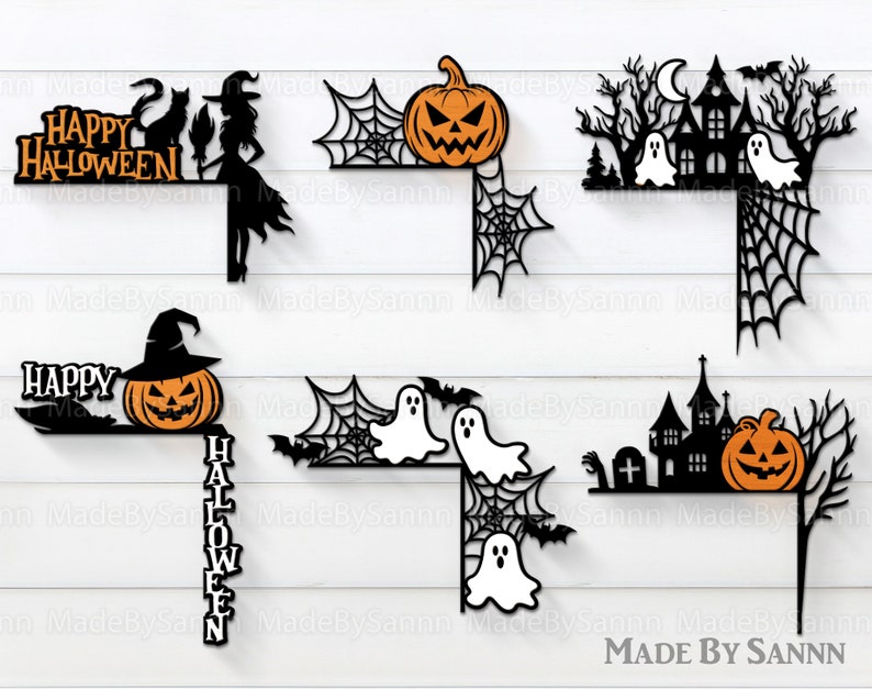 Halloween Door Corner Svg, Halloween Door Trim svg, Spooky House Svg, Halloween Home Decor, Halloween Door Hanger svg, Glowforge Halloween image 1