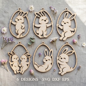 Ensemble de fichiers SVG pour cadres d'œufs de Pâques, décorations de Pâques, fichiers SVG pour découpe laser et bois, compatible Cricut et Glowforge.