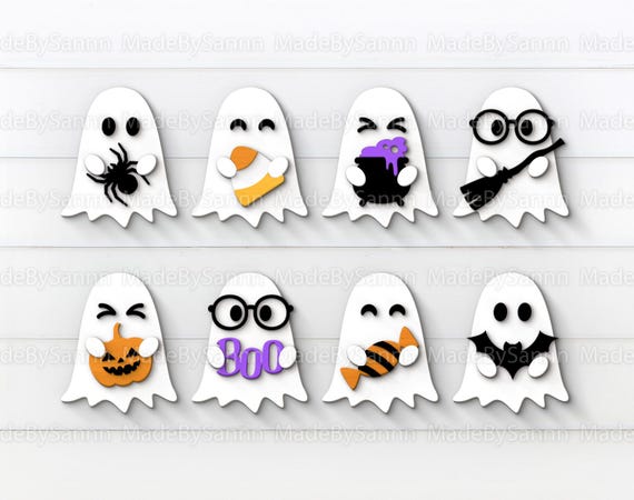Cute Ghosts Bundle SVG, Halloween svg, Ghost Bundle svg, Halloween Laser Cut Files, Glowforge Halloween Bundle Svg, Halloween sign cut file