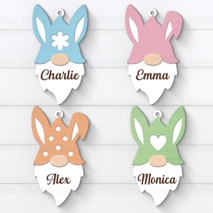 Gnomo coniglietto di Pasqua Tag Svg, Gnomi di Pasqua in formato SVG, Pasqua Gloworge in formato SVG, Pasqua in formato SVG, Gnome del coniglietto di Pasqua Tag SVG, Tag personalizzati