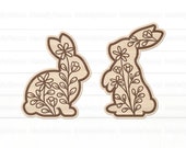 Easter Floral Bunnies SVG, Easter Decor, Standing Bunny Svg, Bunny Shelf Sitter Svg, Spring Decor, Easter Glowforge Svg, File For Cricut