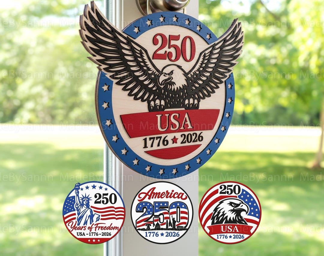 America 250 Door Hanger Svg, Patriotic Round Sign Svg, USA 250th ...