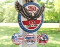 America 250 Door Hanger Svg, Patriotic Round Sign Svg, USA 250th Anniversary Round Sign, USA Decor Svg, Glowforge Svg, USA Door sign Svg