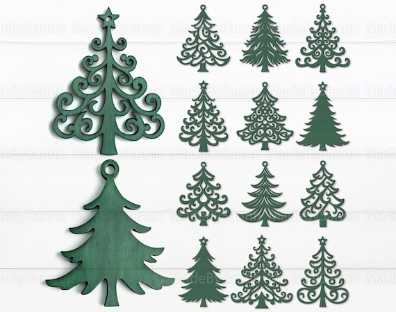 15 Christmas Tree Svg Bundle, Christmas Decor Svg, Pine Tree, Christmas Tree Decoration, Glowforge Svg, Holiday Decor, Boho Christmas Decor