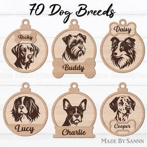 Hond Kerst Ornament SVG, Hondenras Ornamenten Bundel Svg, Kerst Decor Svg, Laser Cut Bestand, Huisdier Portret SVG, Glowforge Kerst bestanden