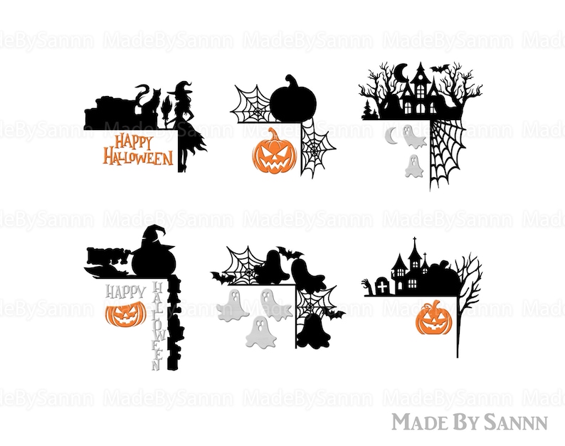 Halloween Door Corner Svg, Halloween Door Trim svg, Spooky House Svg, Halloween Home Decor, Halloween Door Hanger svg, Glowforge Halloween image 2