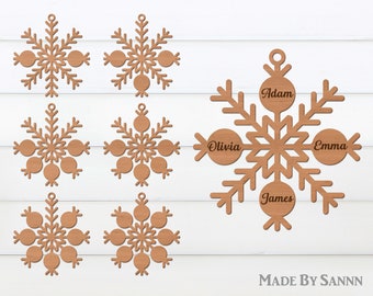 Familie Schneeflocke Ornamente SVG Bundle, Weihnachtszeichen SVG, Weihnachtsschmuck SVG, Christbaumkugel SVG, Weihnachtsdekoration, Laserdatei, Glowforge Svg