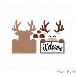 Reindeer Door Hanger Svg, Welcome Sign Svg, Christmas Ornaments Svg ...
