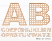 Alphabet Rattan Cane SVG, Alphabet Rattan Sign, Door Hanger, Home Decor, Alphabet Sign, Wooden Decor, Rattan Pattern, Numbers Rattan Cane