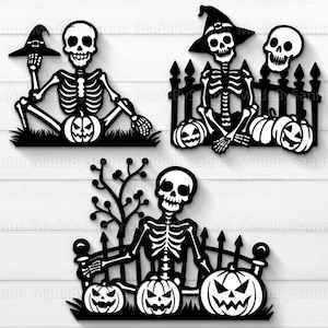 Scary Skeletons Sign Svg Bundle, Halloween Decor Svg, Halloween Door Hanger, Halloween Skeleton svg, Halloween Glowforge File, Halloween dxf
