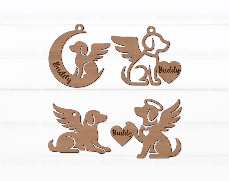 Dog Memorial Ornament Svg, Angel Wings Pet Ornament Svg, Personalized ...