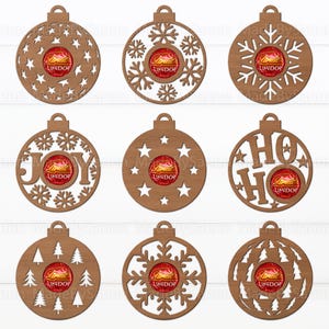 Weihnachts-Schokoladenhalter-Svg-Bundle, Weihnachtskugel-Svg, Süßigkeitenhalter Cricut-Silhouette, Glowforge-Svg, Laser-Cut-Datei, Weihnachtsdekoration