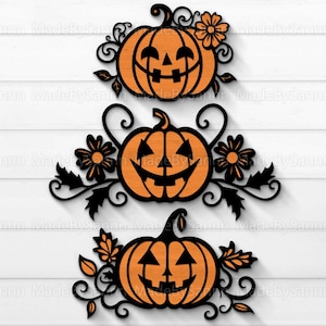 Halloween Pumpkins Bundle Svg, Pumpkin with flowers svg, Halloween Decor svg, Pumpkin Laser Cut Files, Halloween svg, Glowforge Pumpkin File