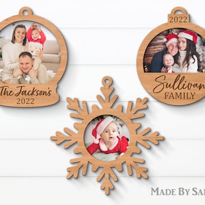 Ornamento per foto di Natale in formato Svg, ornamento di Natale in formato Svg, ornamento per cornice in formato Svg, pallina di Natale in formato SVG, decorazioni natalizie, file Glowforge
