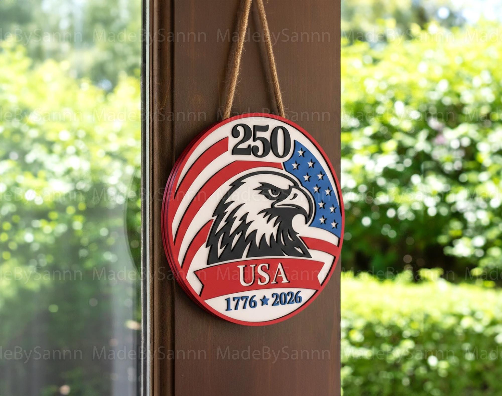 America 250 Door Hanger Svg, Patriotic Round Sign Svg, USA 250th ...